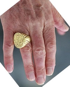 The Pope has this idol of gold around his finger
