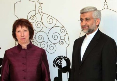 EU's Catherine Ashton & Iran's Saeed Jalili, who stood third in the rigged Iranian President election. 
