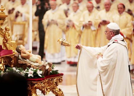 The Pope worship a created plastic doll, an idol of "Catholic Jesus". 