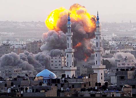 The Israeli air force strike islamic terrorist sites in Gaza. 