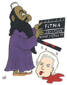 Political Cartoon promoting Geert Wilders' anti-Islamic Freedoms Party in Holland. The party got 15 per cent of the votes. 