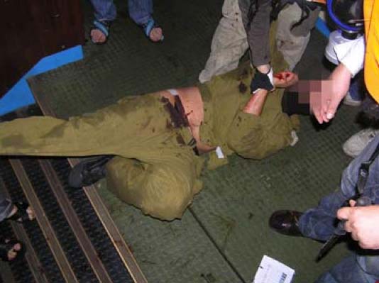 An IDF soldier is being beaten by Islamic terrorists on board Turkish ship Bambri Mahir. 