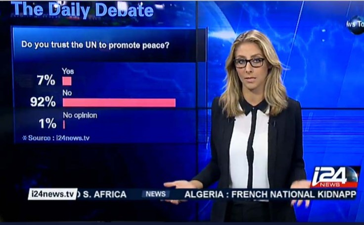 The Israel TV i24news disply the lack of confidence in the United Nations. 