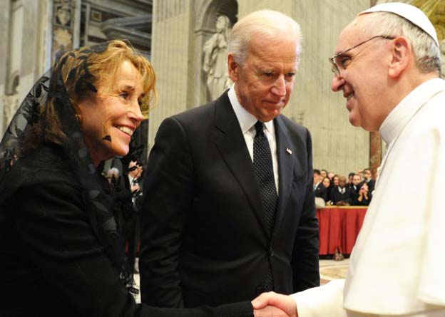 Vice President Joe Biden is a devoted Roman Catholic. In 2013 Biden and his wife meet the Pope. 