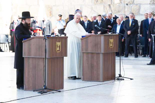 The Pope gets a pulpit at the Western Wall. Soon his chair will be placed on top of the Temple Mount. 